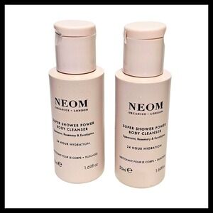 2 x NEOM Super Shower Power Body Cleanser 1.69 fl.oz. 50 ml. Travel Size